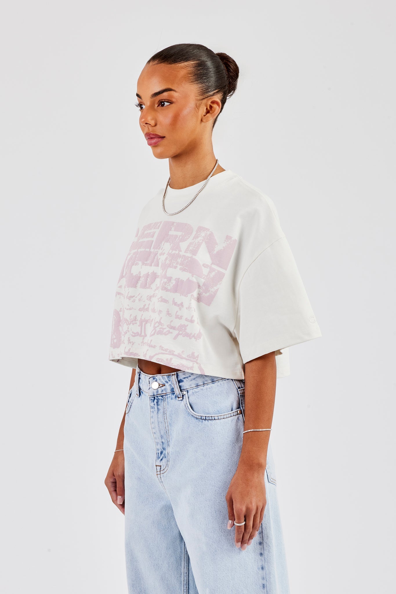 Cernucci Stacked Cropped T-Shirt - Off White